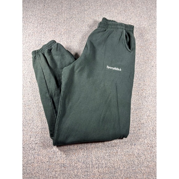 Sporty Rich Sweatpants Joggers Dark Green Mens S Made USA - Picture 7 of 7